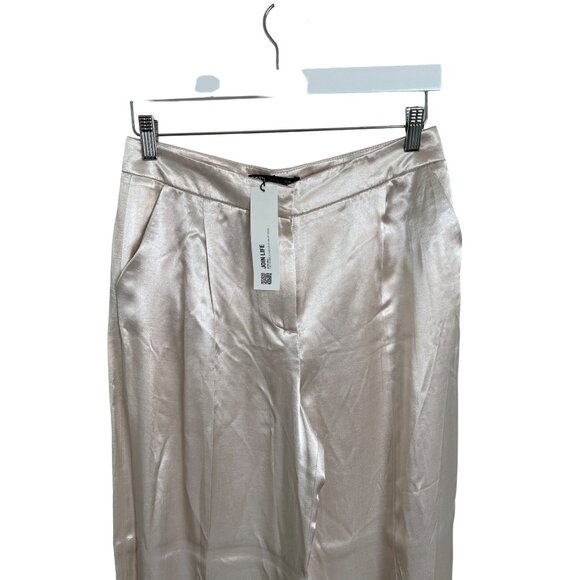 Zara Satin Pleated Pants Light Beige - Picture 3 of 4